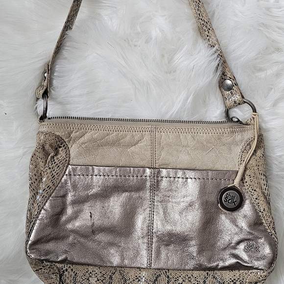 The Sak Metallic and Tan Shoulder Bag